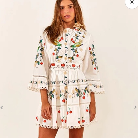❤️ Offers FARM Rio White Embroidered Mini Dress - Picture 2 of 7